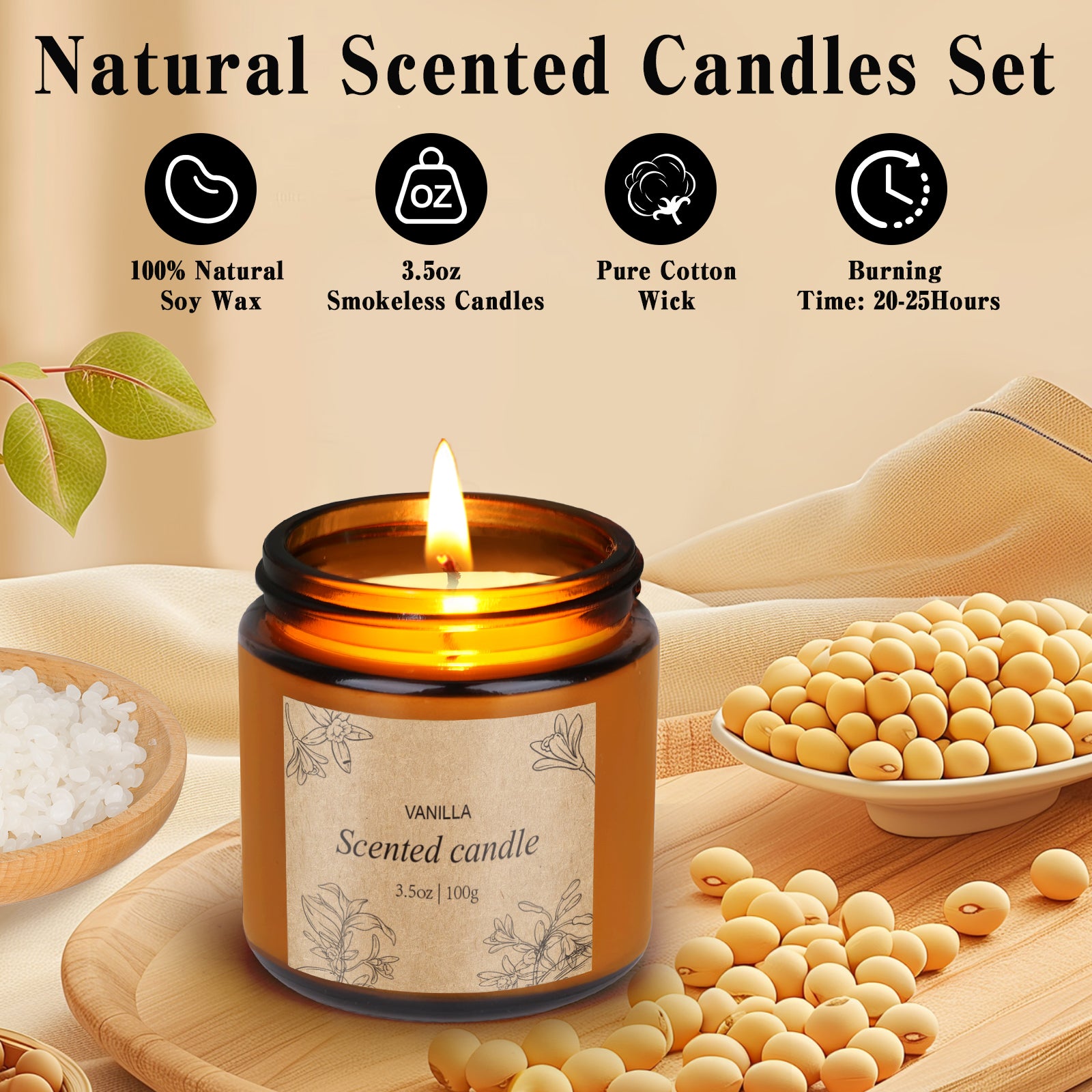 Giphtpoeet 4 Pack Scented Bath Candles Essential Oil Fragranced Soy Wax Jar Candle Set Burn 120h