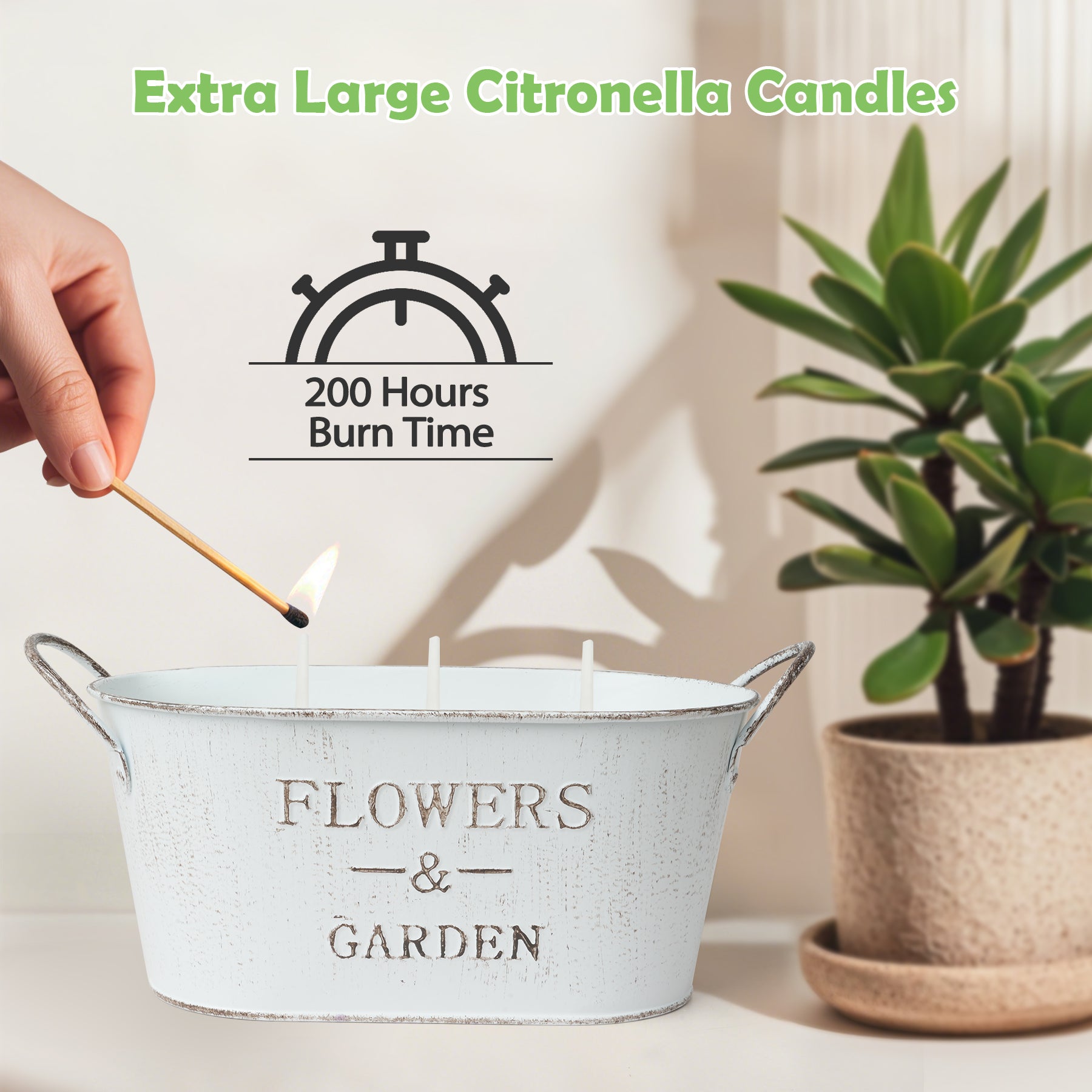 Giphtpoeet Extra Large Citronella Candle Outdoor 3 Wick 200H Lasting Lemongrass Candle for Outside Garden, 30oz
