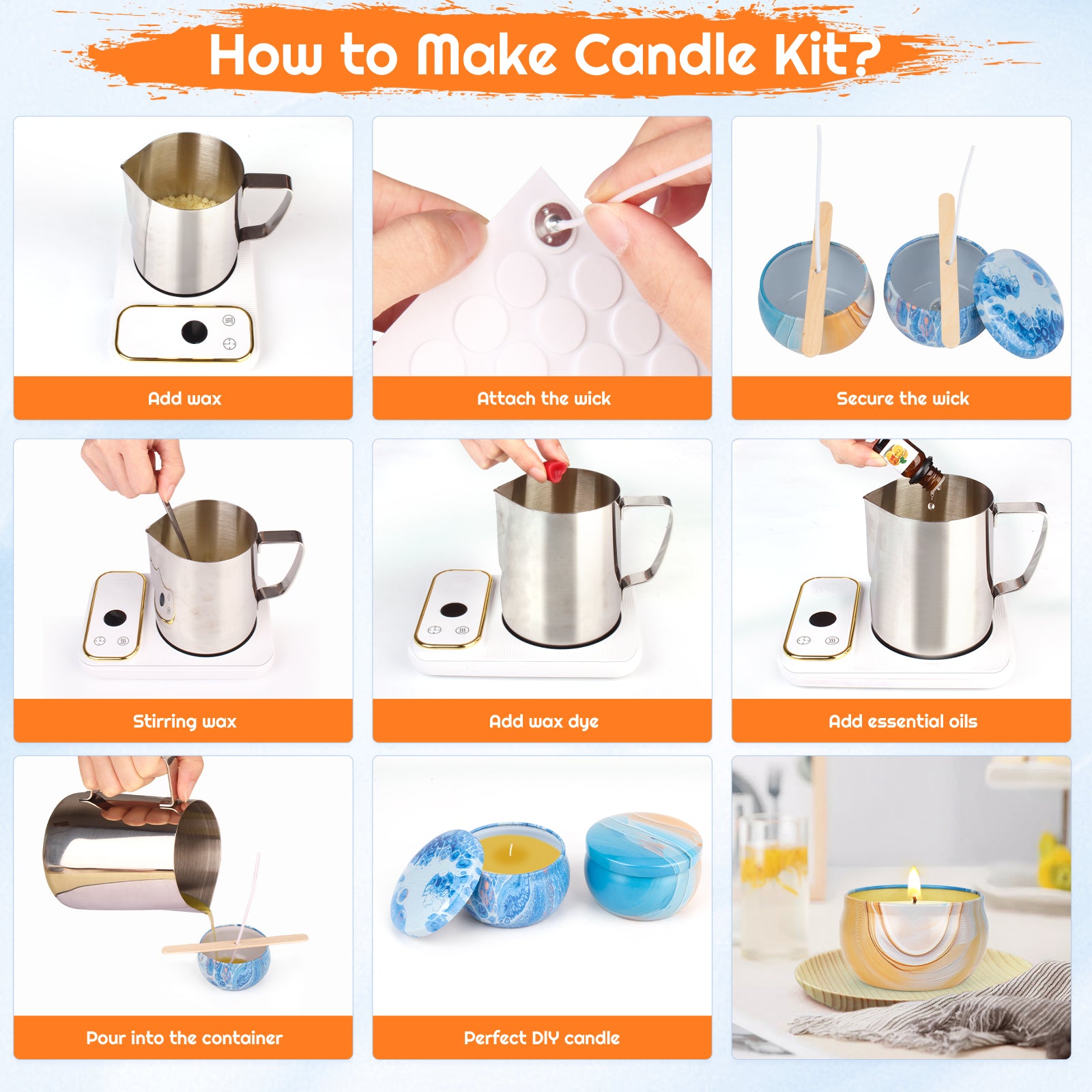Giphtpoeet Candle Making Kit with Wax Melter Complete Candle Making Supplies, Including Electronic Stove, Soy Wax, Melting Pot Rich Scents and Dyes