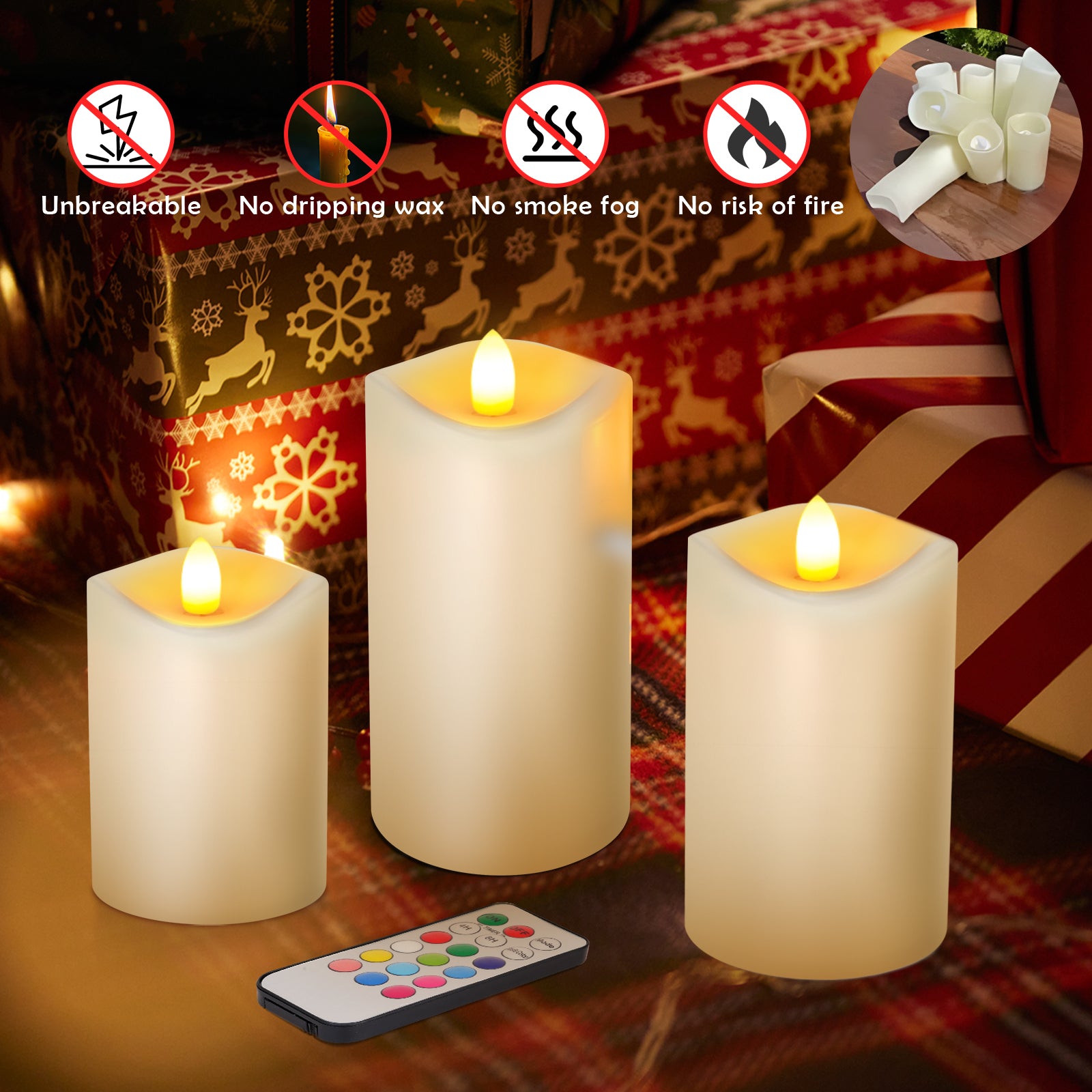Giphtpoeet LED Window Candle Lights for Christmas, Flameless Taper Electric Candles