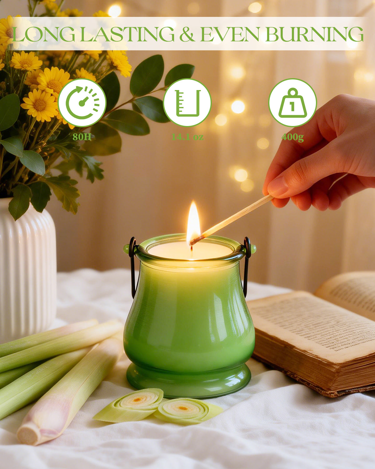 Giphtpoeet 2 Pack Citronella Candles Outdoor Hanging Lantern Soy Wax Scented Candles for Indoor Garden