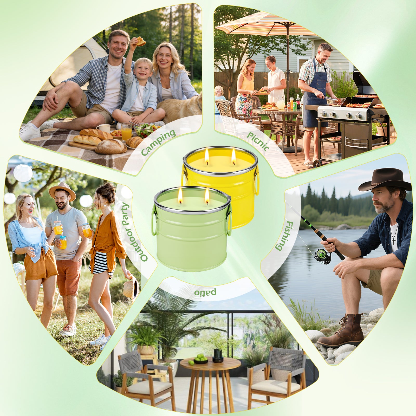 Giphtpoeet 2 Pack Citronella Candles 2-Wick 20oz Lemongrass Scented Summer Outdoor Candles for Patio Garden Balcony Backyard Camping