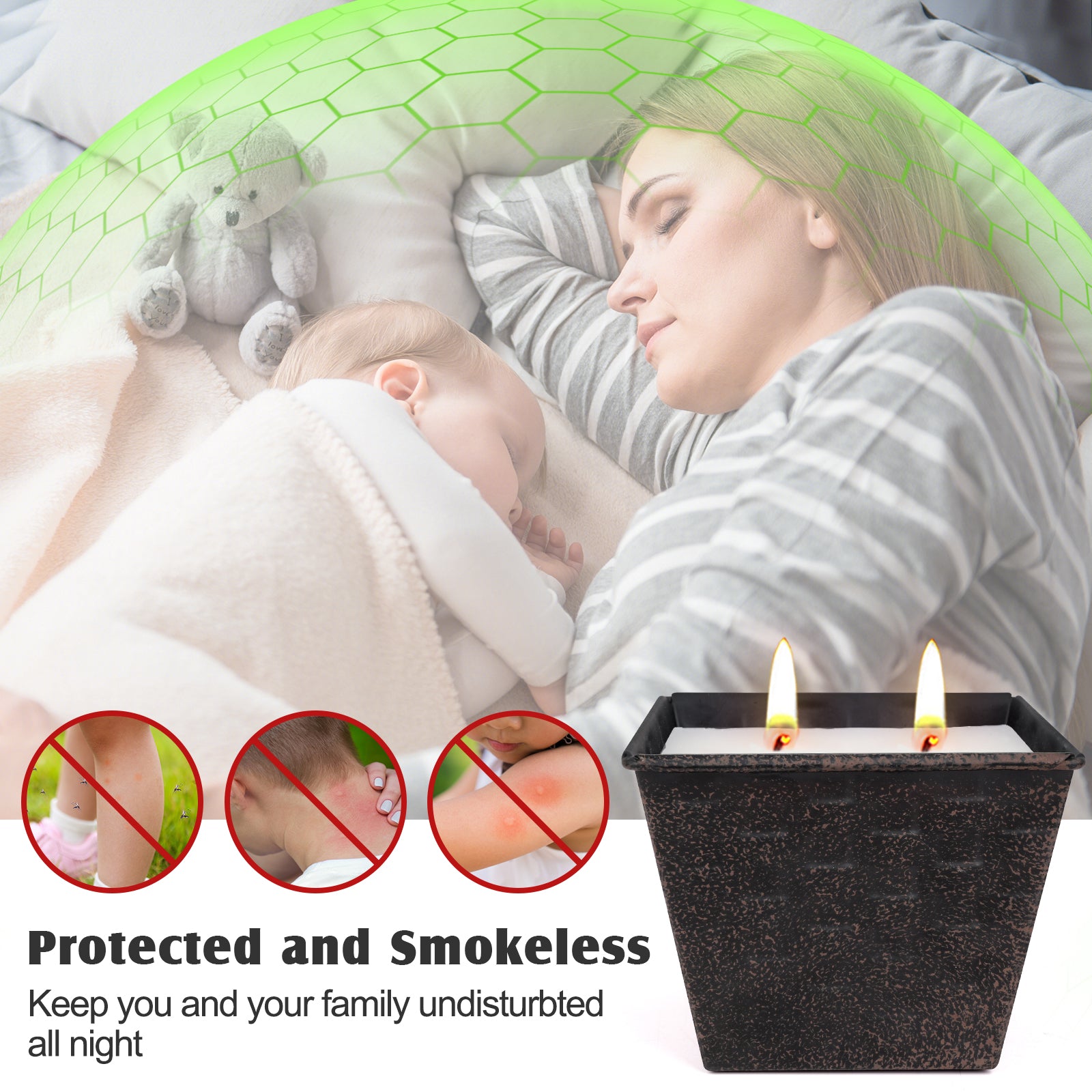 Giphtpoeet 2 Pack Citronella Candles Outdoor Large 28oz 2 Wicks Lemongrass Scented Soy Wax Candle for Indoor Outside
