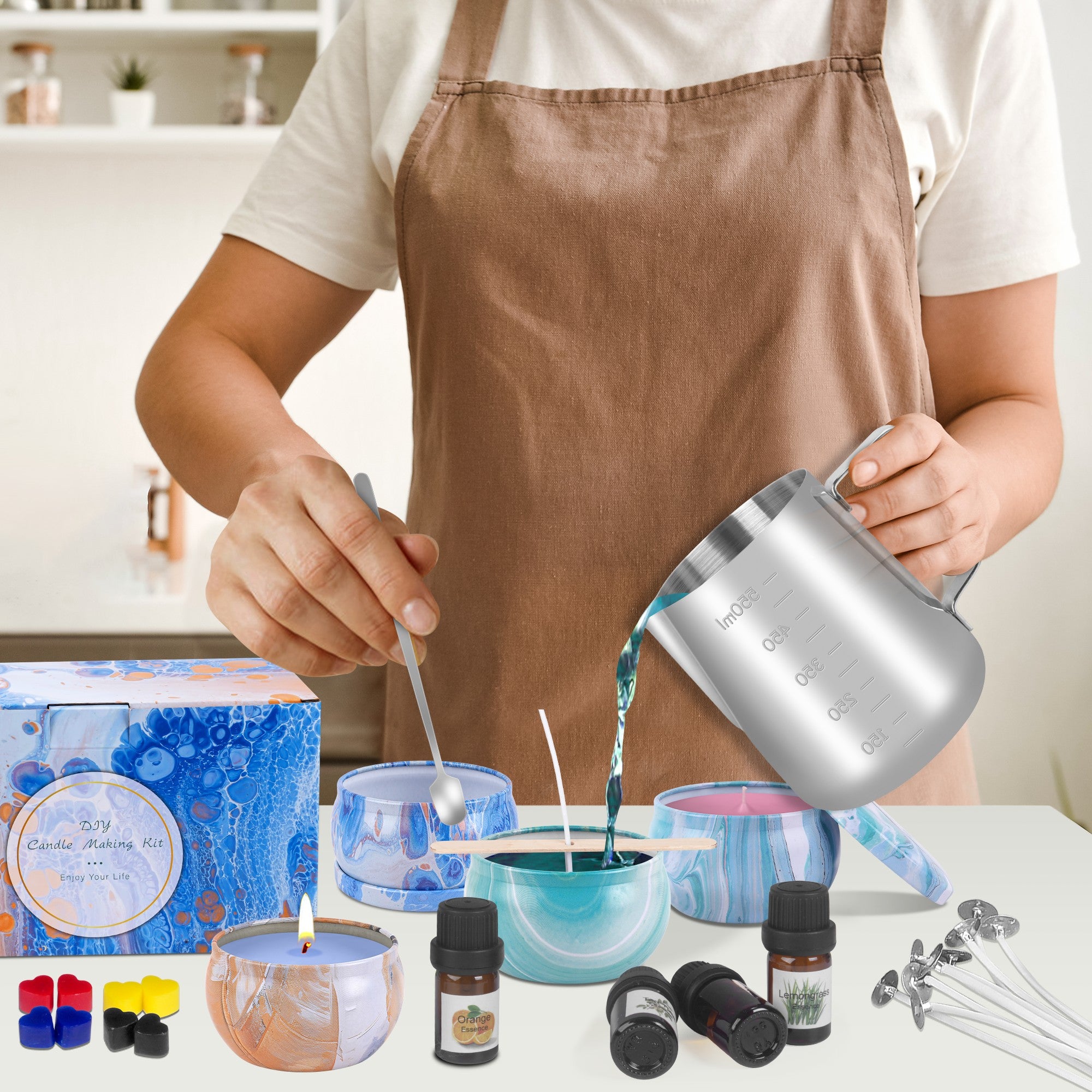 Giphtpoeet Candle Making Kit with Wax Melter Complete Candle Making Supplies, Including Electronic Stove, Soy Wax, Melting Pot Rich Scents and Dyes