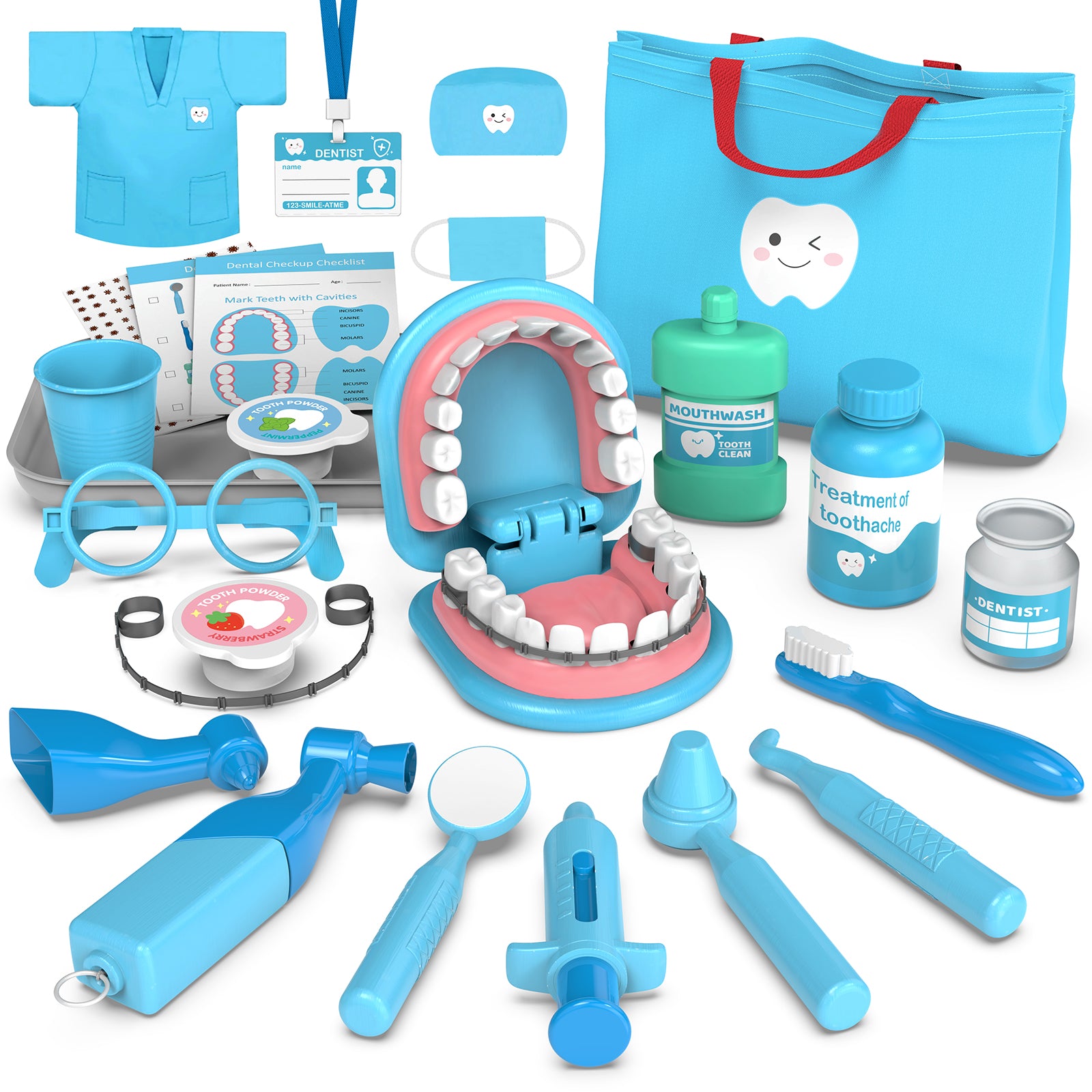OFUN Doctor Kit for Kids Dentist Play Set for Toddlers 3-5 Pretend Play Medical 25 PCS