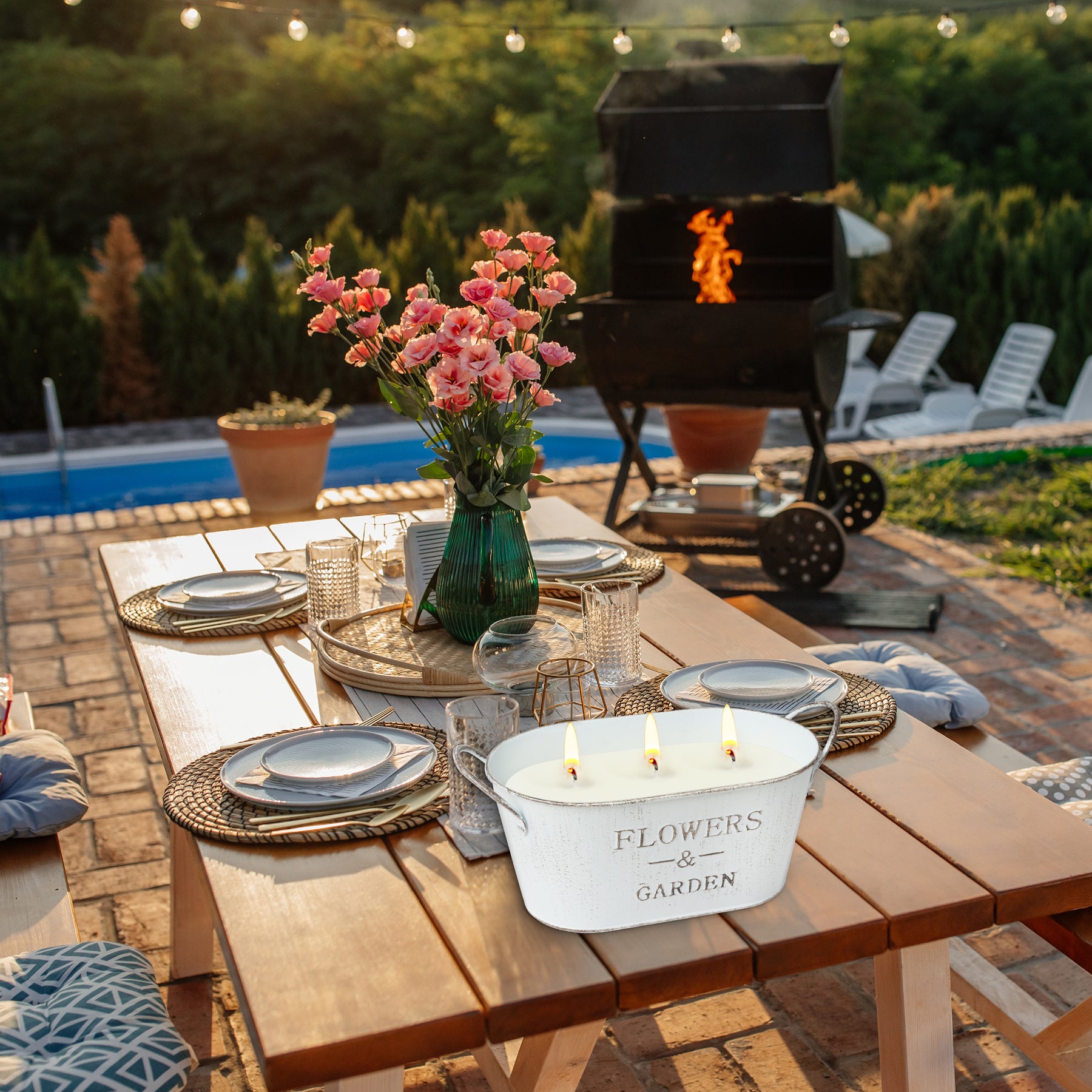 Giphtpoeet Extra Large Citronella Candle Outdoor 3 Wick 200H Lasting Lemongrass Candle for Outside Garden, 30oz