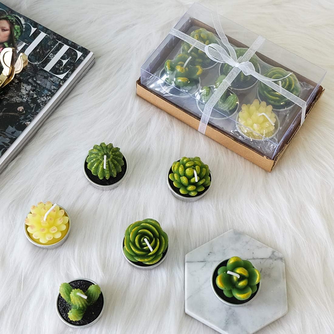 Giphtpoeet 30-Pack Succulent Cactus Tealight Candles Unscented Mini Plant-Shaped Candles for Home Decor & Gifts