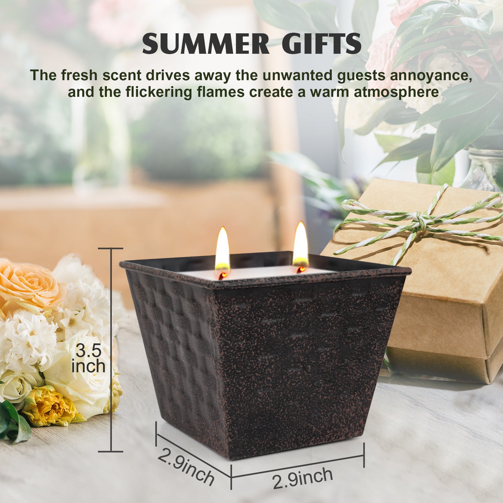 Giphtpoeet 2 Pack Citronella Candles Outdoor Large 28oz 2 Wicks Lemongrass Scented Soy Wax Candle for Indoor Outside